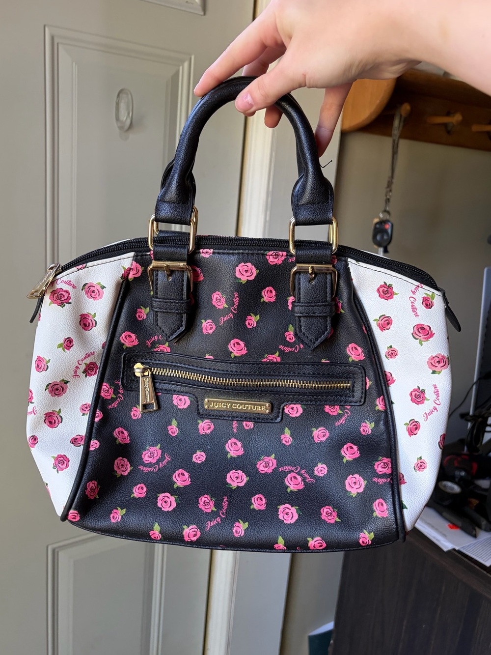 Juicy Couture Rose Shadows Floral Dome Satchel Bag